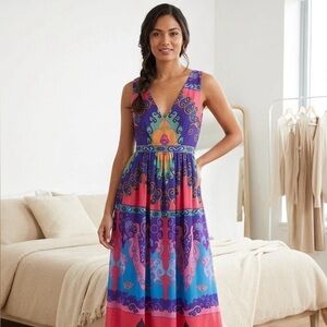 MODCLOTH Red and Blue Dress. Size S